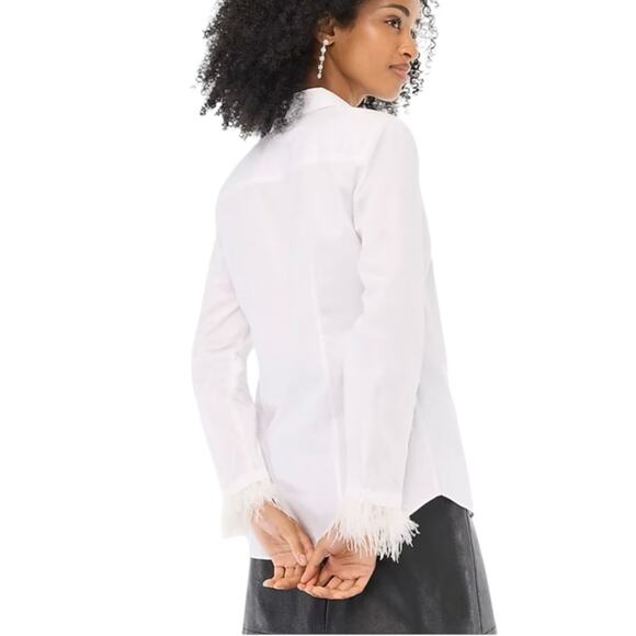 J. Crew Feather-Trimmed Button-Up Shirt in Signature Fit SZ M nwt - Picture 2 of 8